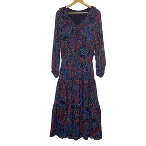 Lauren Ralph Lauren Carlonda Paisley Tiered Midi Dress Sz 6